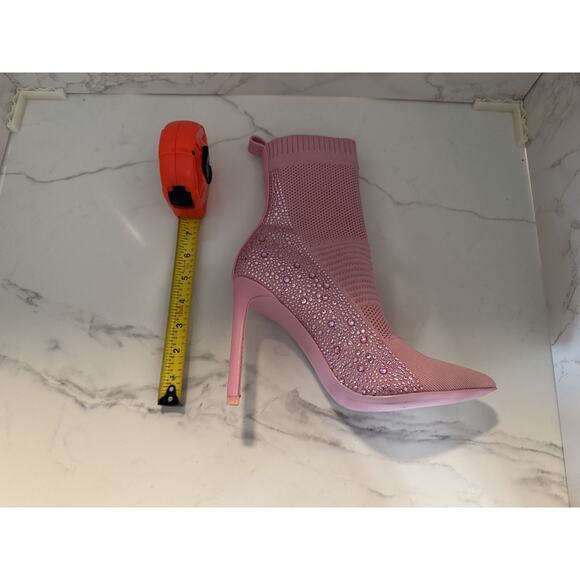 Steve Madden Maxwelle Boot Bootie Pink Rhinestone Heel Size 9M Pink, New No Box - Picture 7 of 7